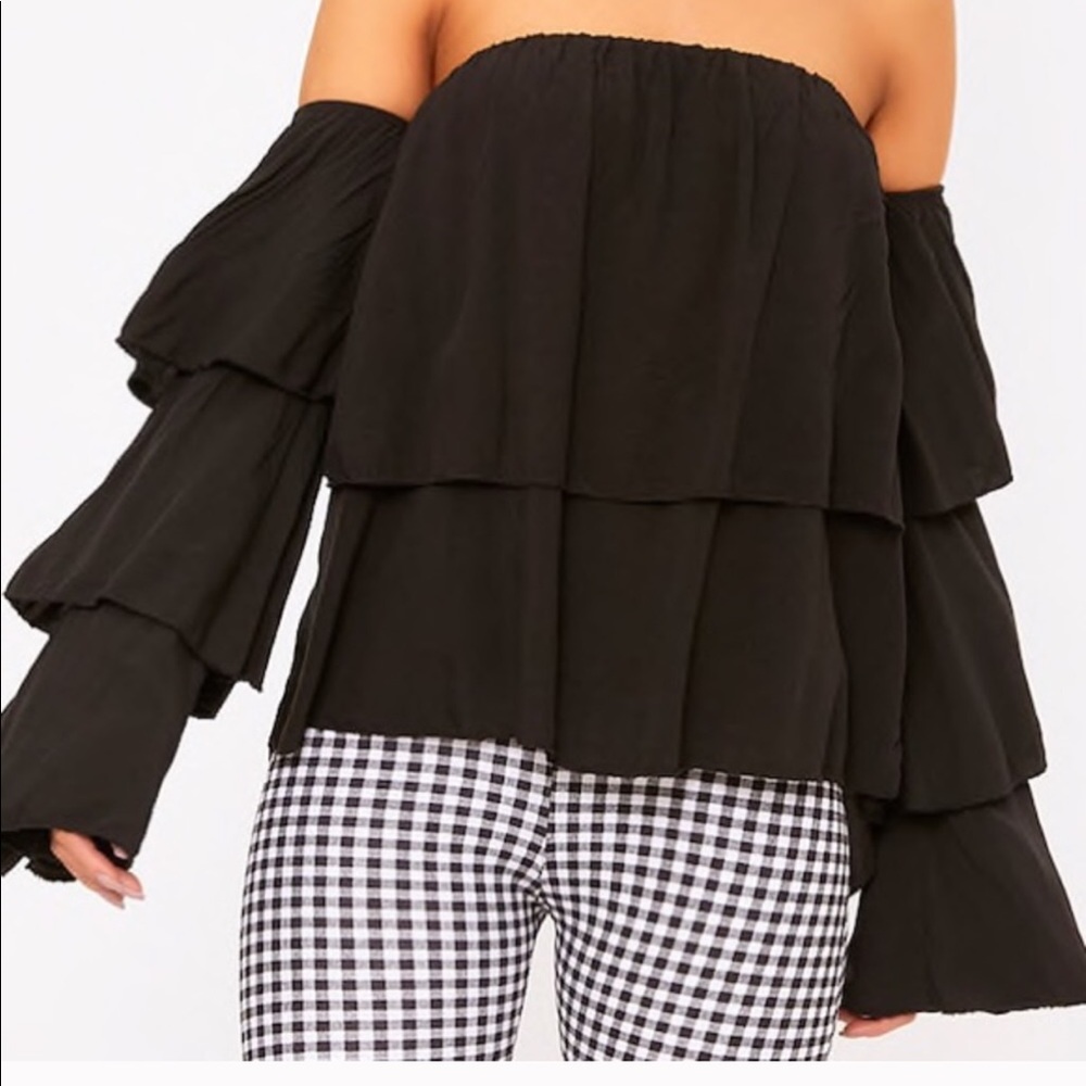 Black off shoulder Bardot Top